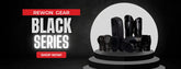Rewon Gear Black Series boxing equipment collection including gloves and pads on display with shop now button.